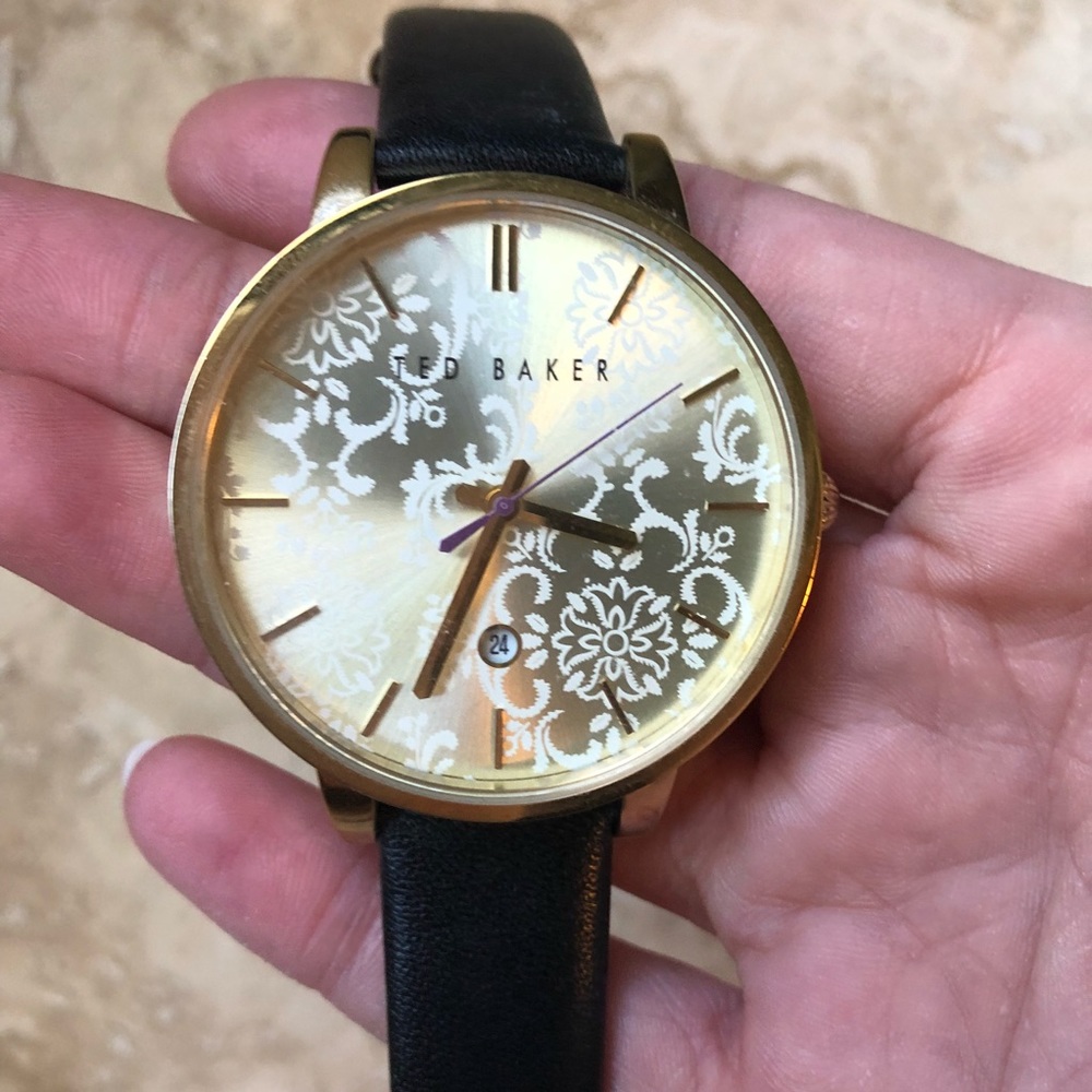 Ted Baker London black leather 40mm watch